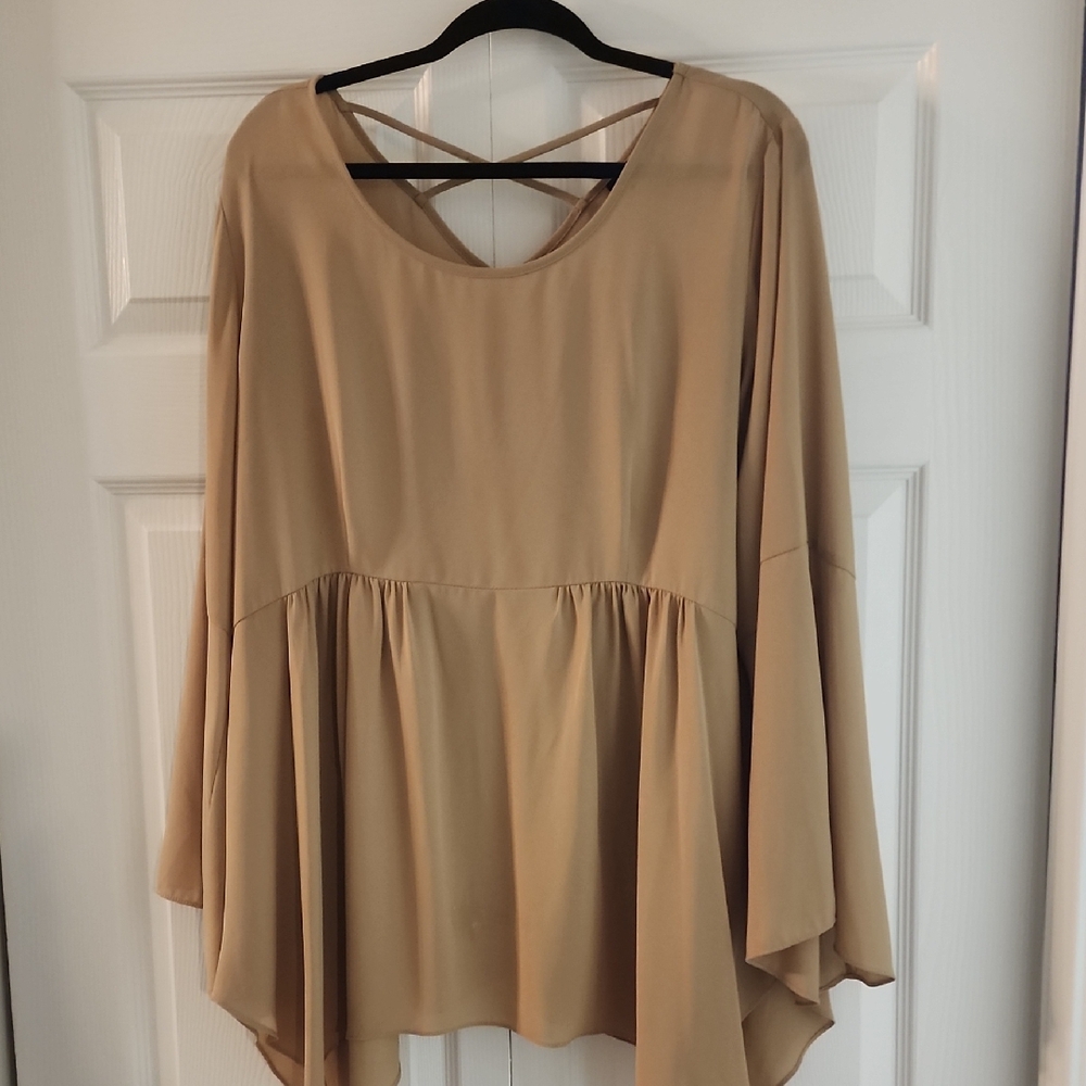 Ashley Stewart Tan Flowy Blouse